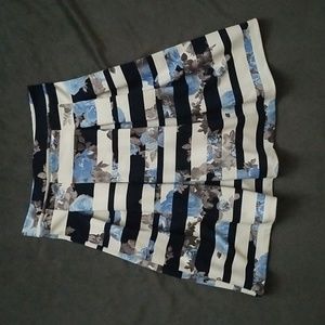 INC Striped Floral Skater Skirt Size P/P or 0P